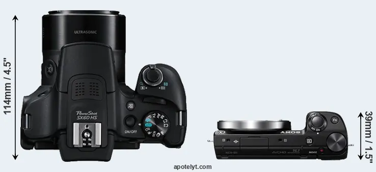 Compare SX60 versus NEX-5R top