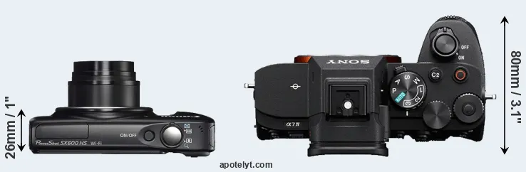Compare SX600 versus A7 IV top