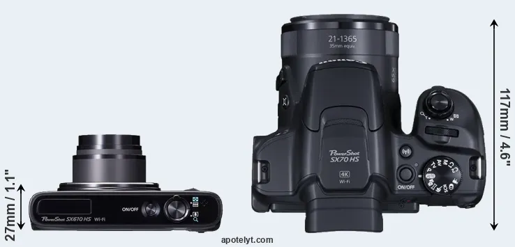 Compare SX610 versus SX70 top