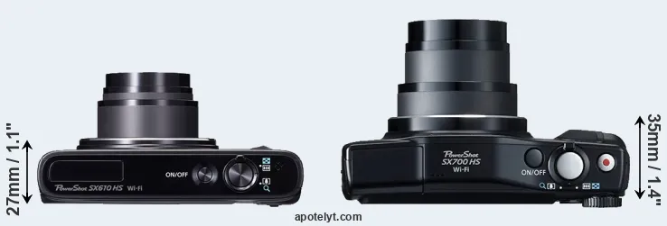 Compare SX610 versus SX700 top