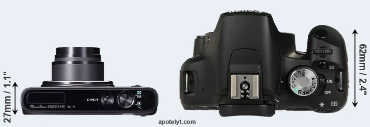 Compare SX610 versus T1i top