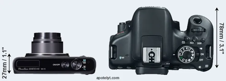 Compare SX610 versus T6i top