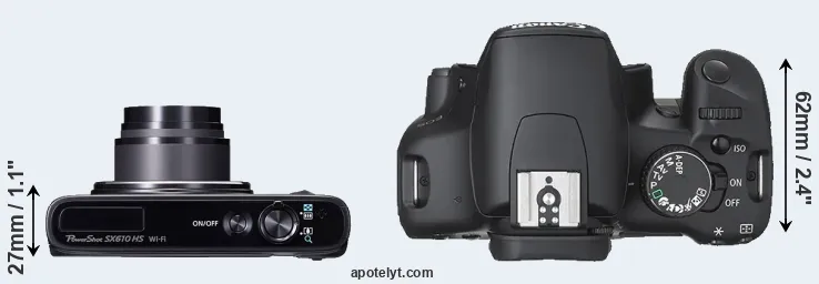Compare SX610 versus XSi top