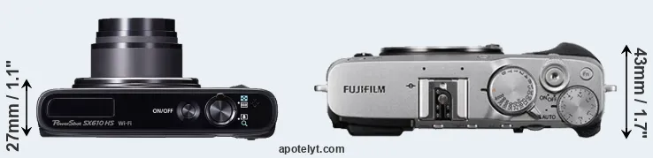 Compare SX610 versus X-E3 top