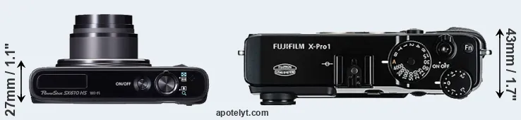Compare SX610 versus X-Pro1 top