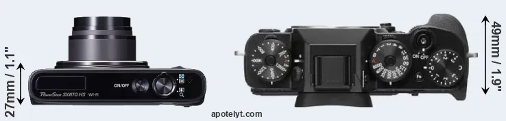 Compare SX610 versus X-T2 top