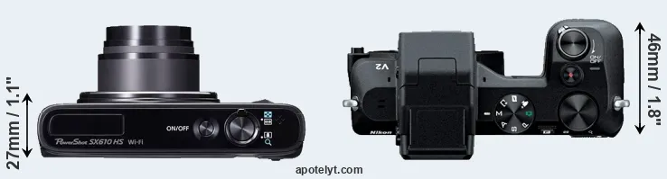 Compare SX610 versus V2 top