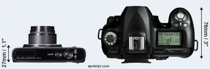 Compare SX610 versus D50 top
