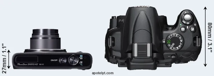 Compare SX610 versus D5000 top