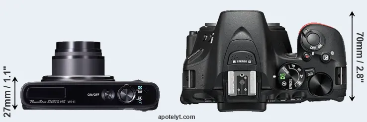 Compare SX610 versus D5500 top