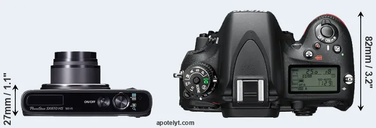 Compare SX610 versus D610 top