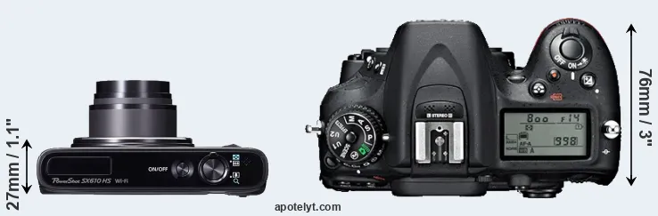 Compare SX610 versus D7100 top