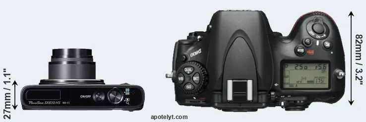 Compare SX610 versus D800 top