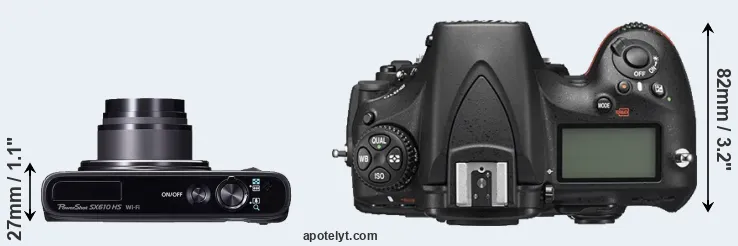 Compare SX610 versus D810 top