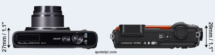 Compare SX610 versus W300 top