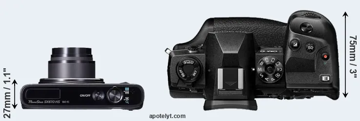 Compare SX610 versus E-M1X top