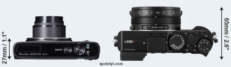 Compare SX610 versus LX100 II top