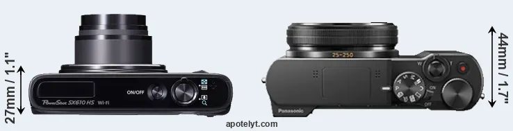 Compare SX610 versus TZ100 top