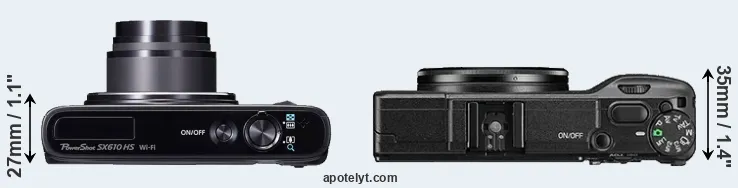 Compare SX610 versus GR II top