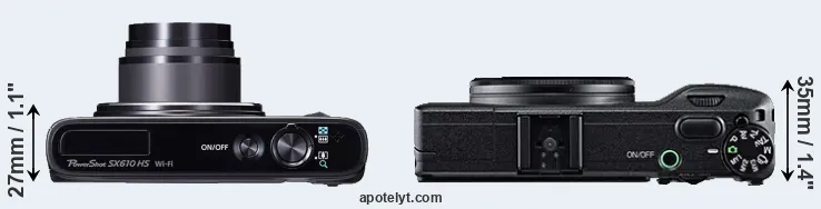 Compare SX610 versus GR top