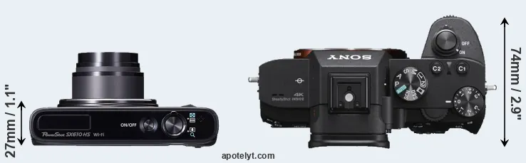 Compare SX610 versus A7 III top