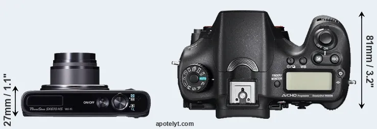 Compare SX610 versus A77 II top