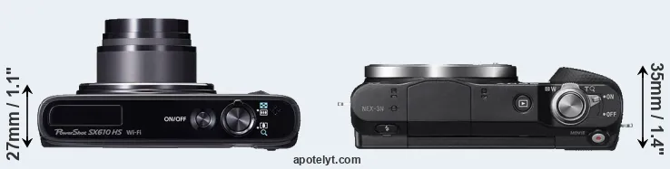 Compare SX610 versus NEX-3N top