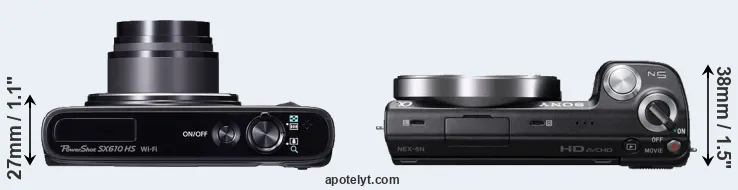 Compare SX610 versus NEX-5N top
