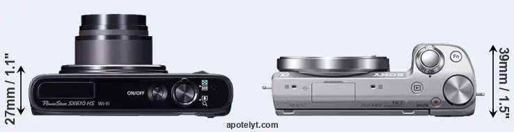 Compare SX610 versus NEX-5T top