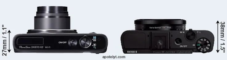 Compare SX610 versus RX100 II top