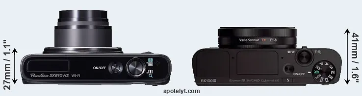 Compare SX610 versus RX100 III top