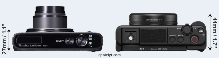 Compare SX610 versus ZV-1 top
