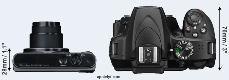 Compare SX620 versus D3400 top