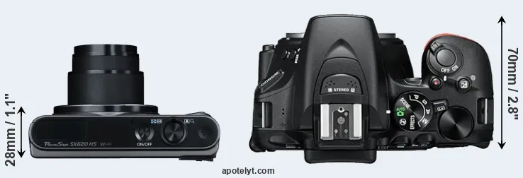 Compare SX620 versus D5600 top