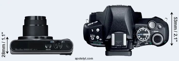 Compare SX620 versus E-410 top