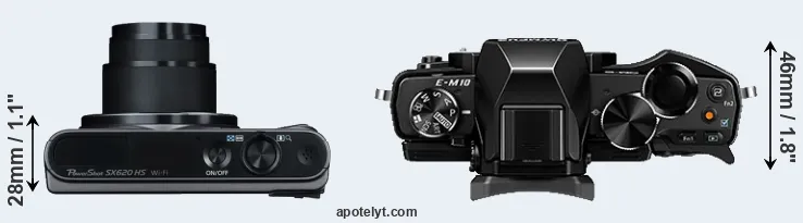 Compare SX620 versus E-M10 top