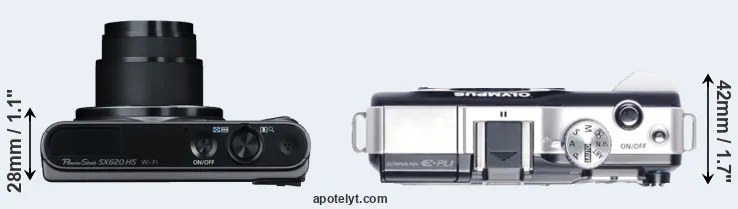 Compare SX620 versus E-PL1 top