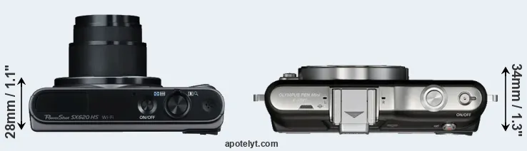 Compare SX620 versus E-PM1 top
