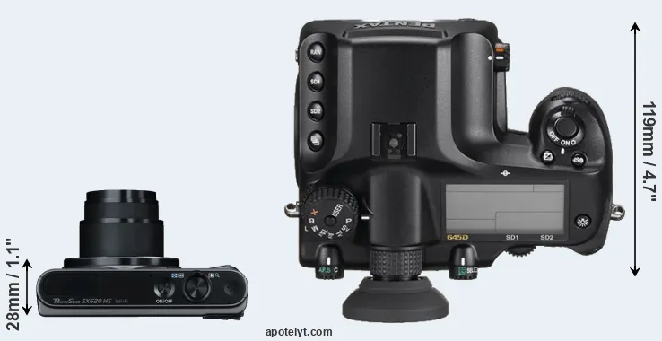 Compare SX620 versus 645D top