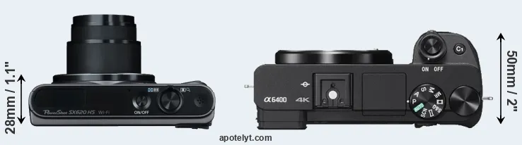 Compare SX620 versus A6400 top