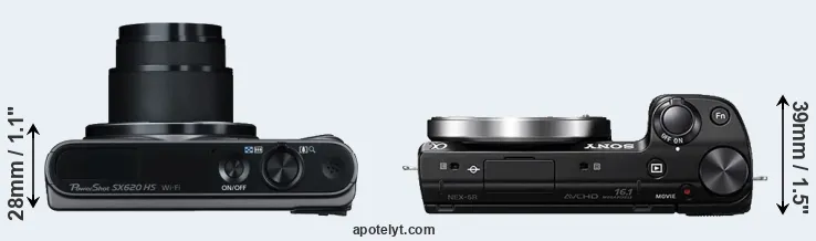 Compare SX620 versus NEX-5R top