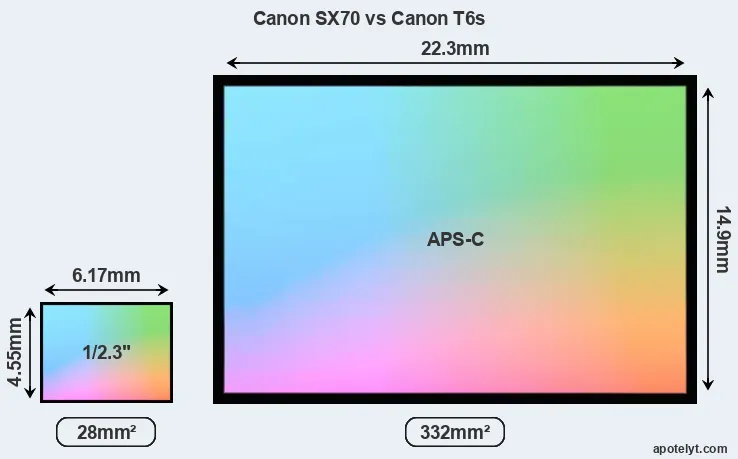 Canon SX70 and Canon T6s sensor measures