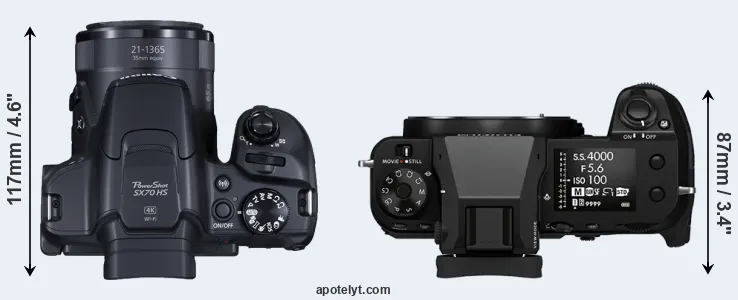 Compare SX70 versus GFX 100S top
