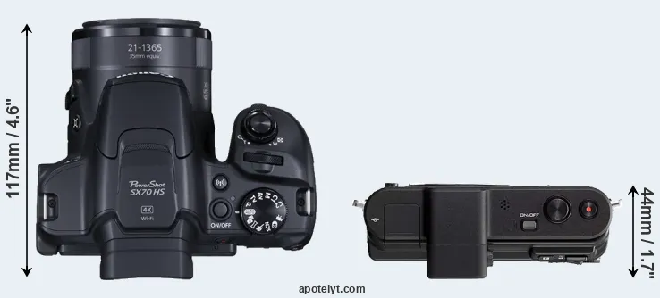 Compare SX70 versus V1 top