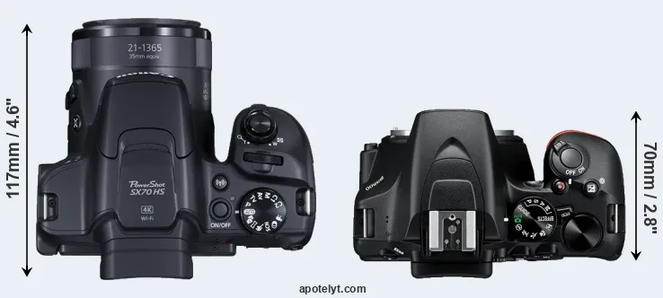 Compare SX70 versus D3500 top