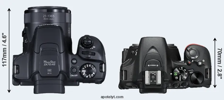 Compare SX70 versus D5500 top