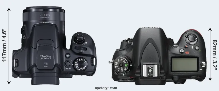 Compare SX70 versus D600 top