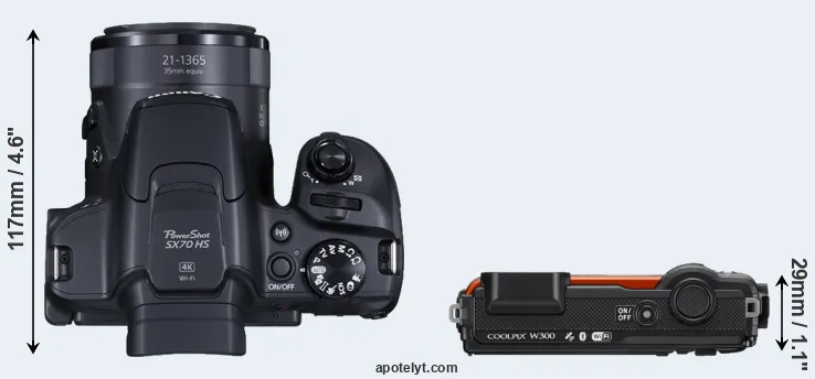 Compare SX70 versus W300 top
