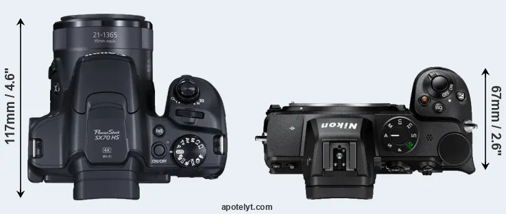 Compare SX70 versus Z5 top