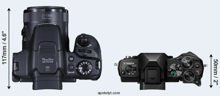 Compare SX70 versus E-M10 III top
